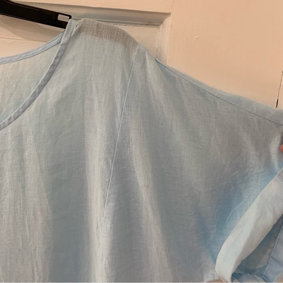 J Jill Pure Jill Linen Popover Top Light Blue Sea Lightweight Size Large Tall - Picture 6 of 13